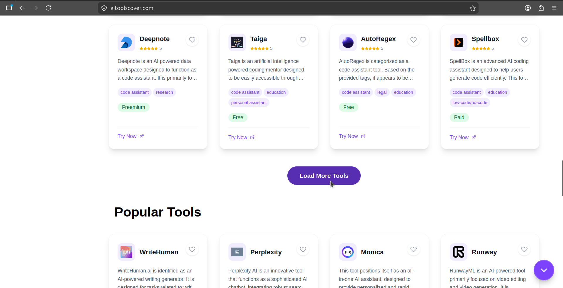 Discovering and filtering AI tools and products