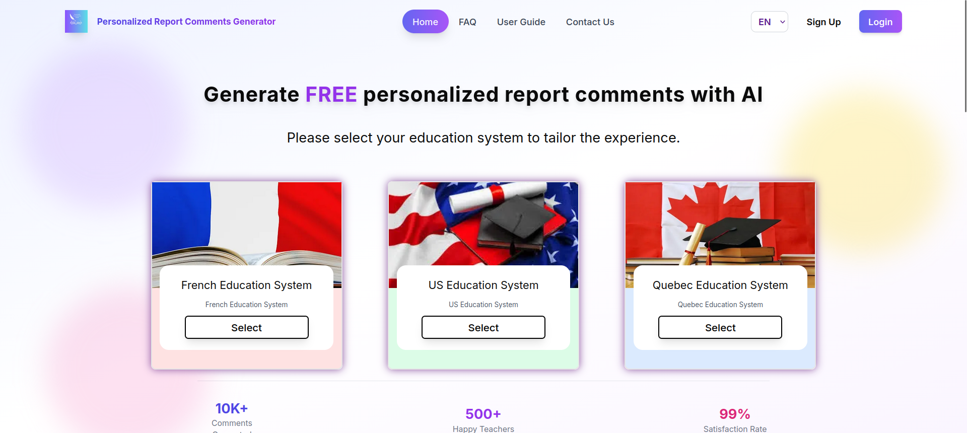 AI comment generation interface with customization options