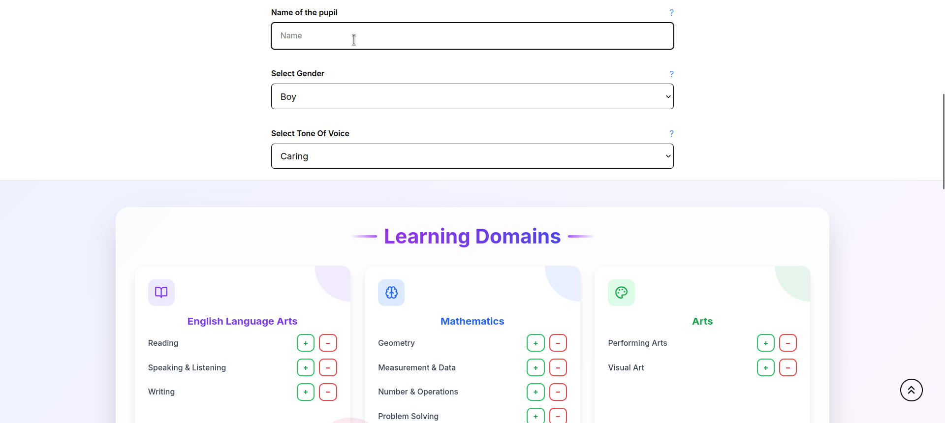 Mobile view of the teacher dashboard